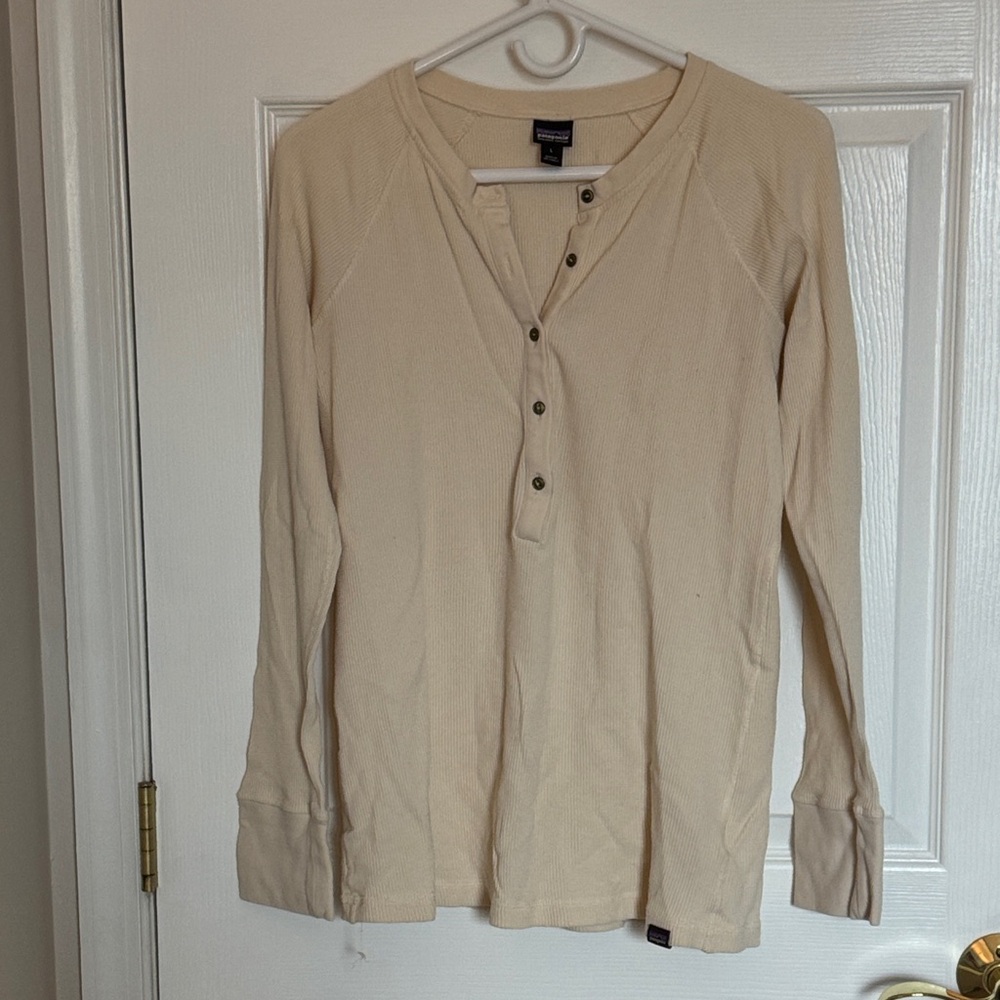 Patagonia Cream Long Sleeve Henley Top